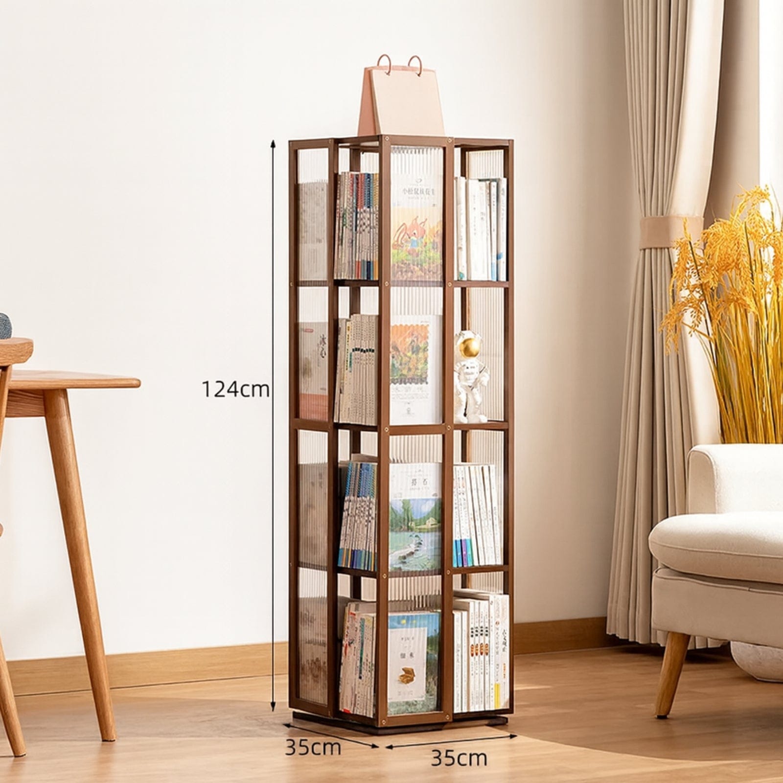 Bibliothèque rotative en bambou