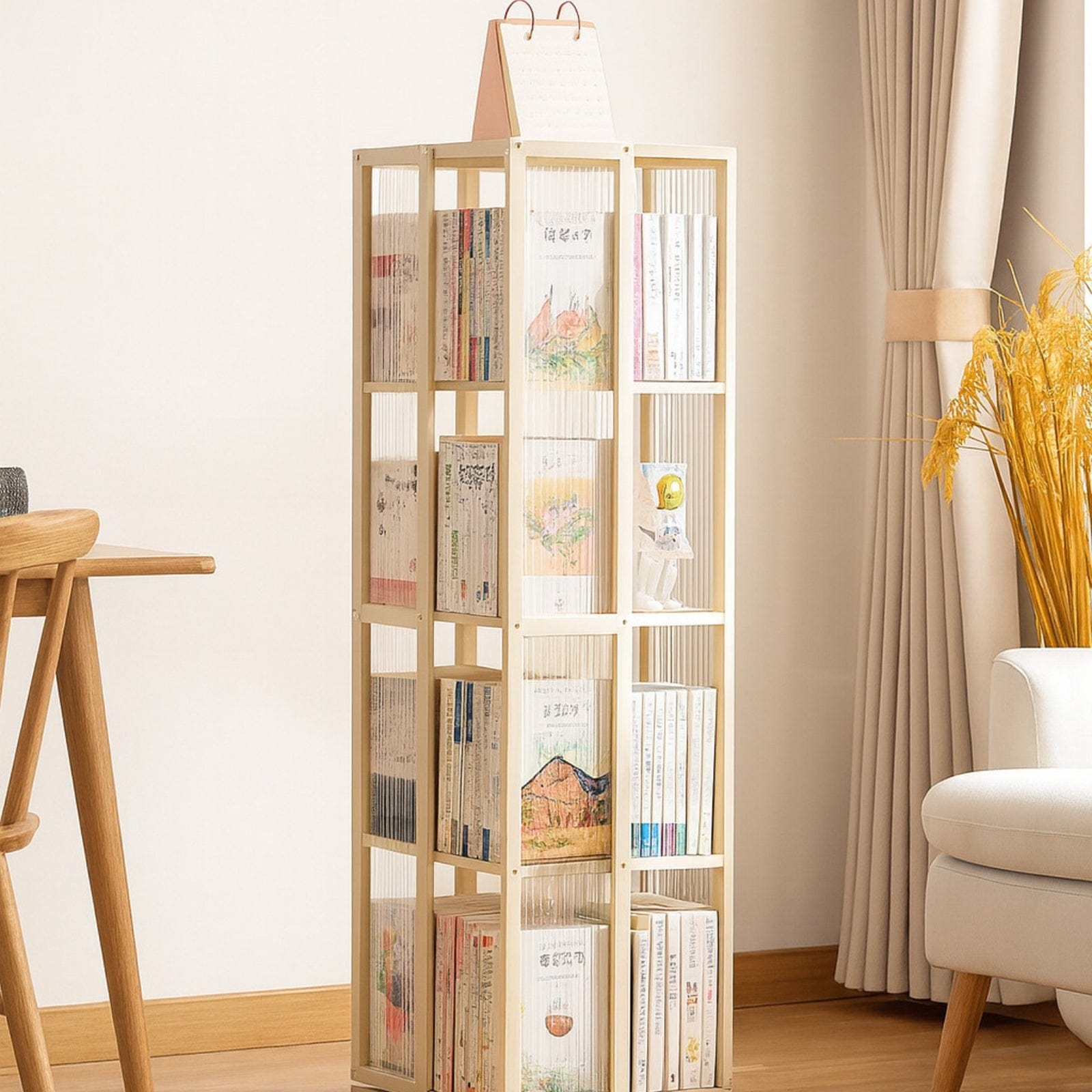 Bibliothèque rotative en bambou