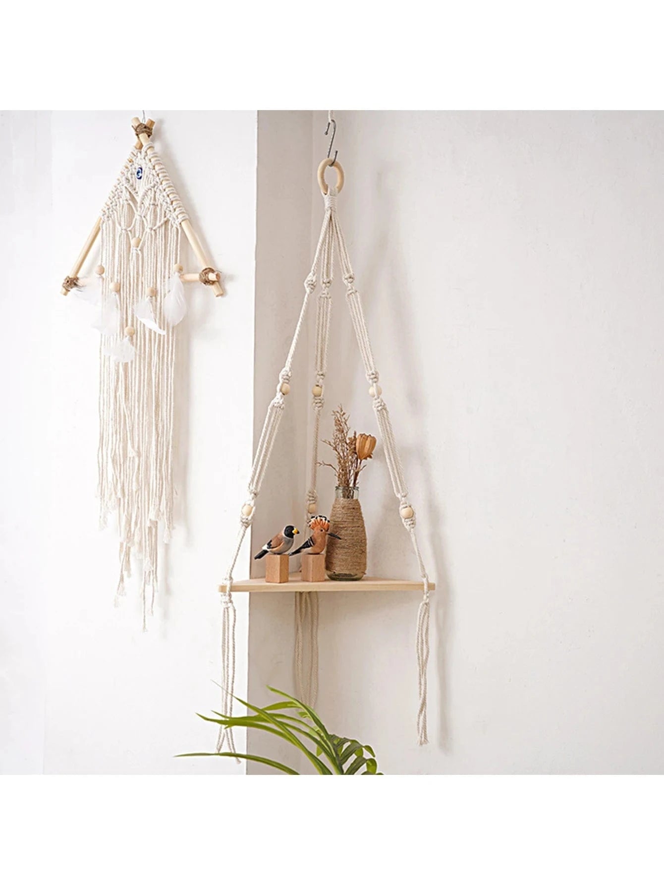 Étagère d'angle murale bois