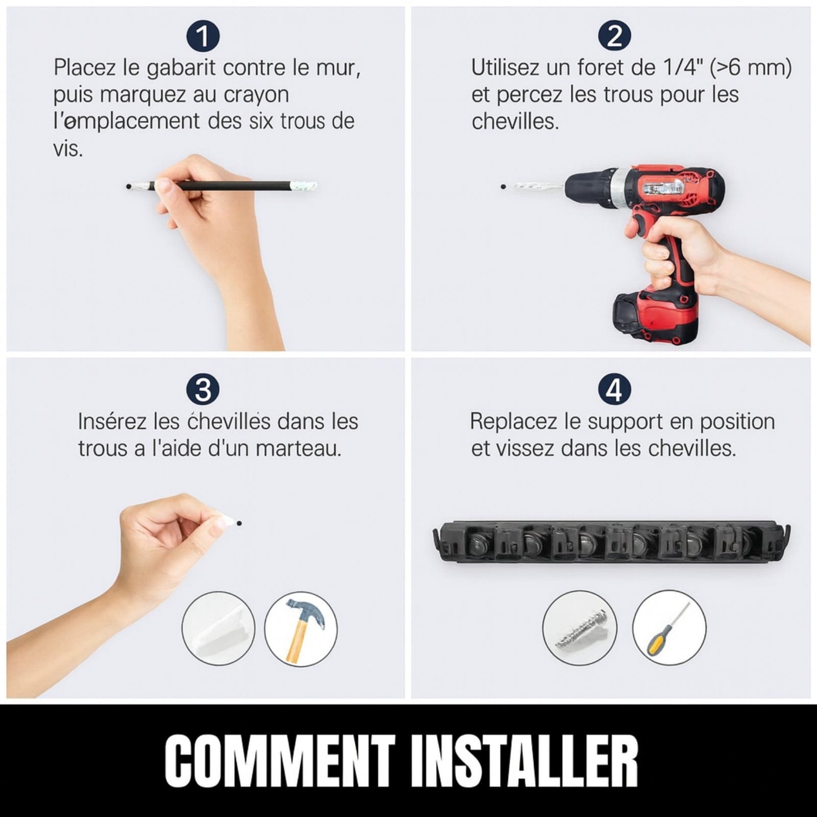 Étagère murale balais et serpillières