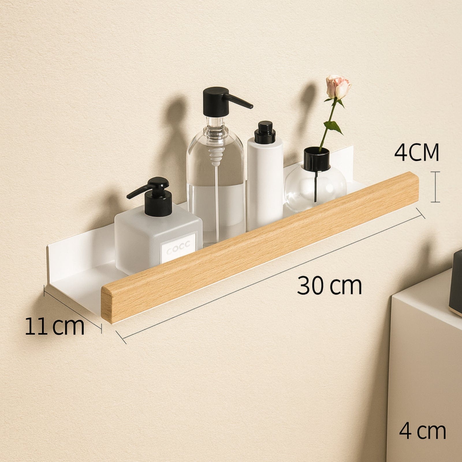 Étagère murale salle de bain bois