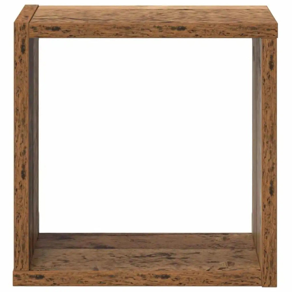 2 étagères murales cubes en bois antique