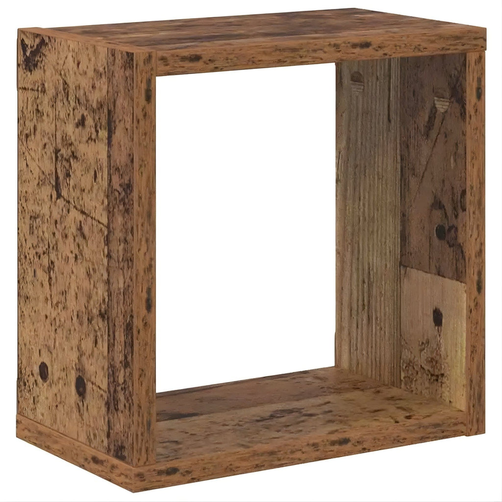 2 étagères murales cubes en bois antique