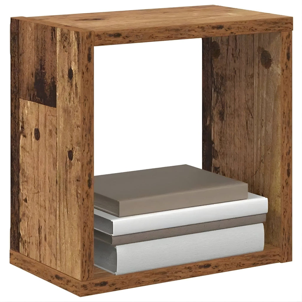 2 étagères murales cubes en bois antique