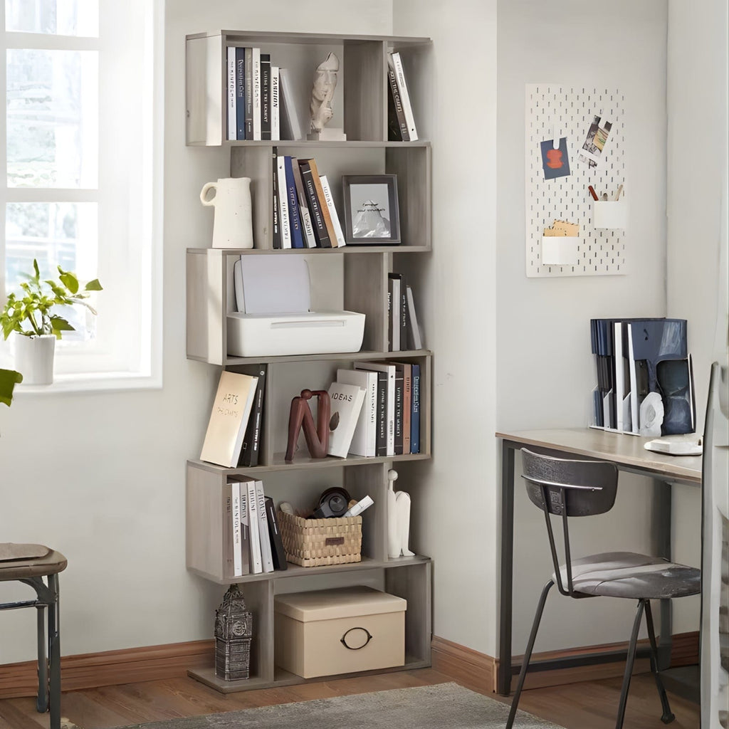 Bibliothèque déco colonne 6 niveaux – meuble de rangement salon & chambre