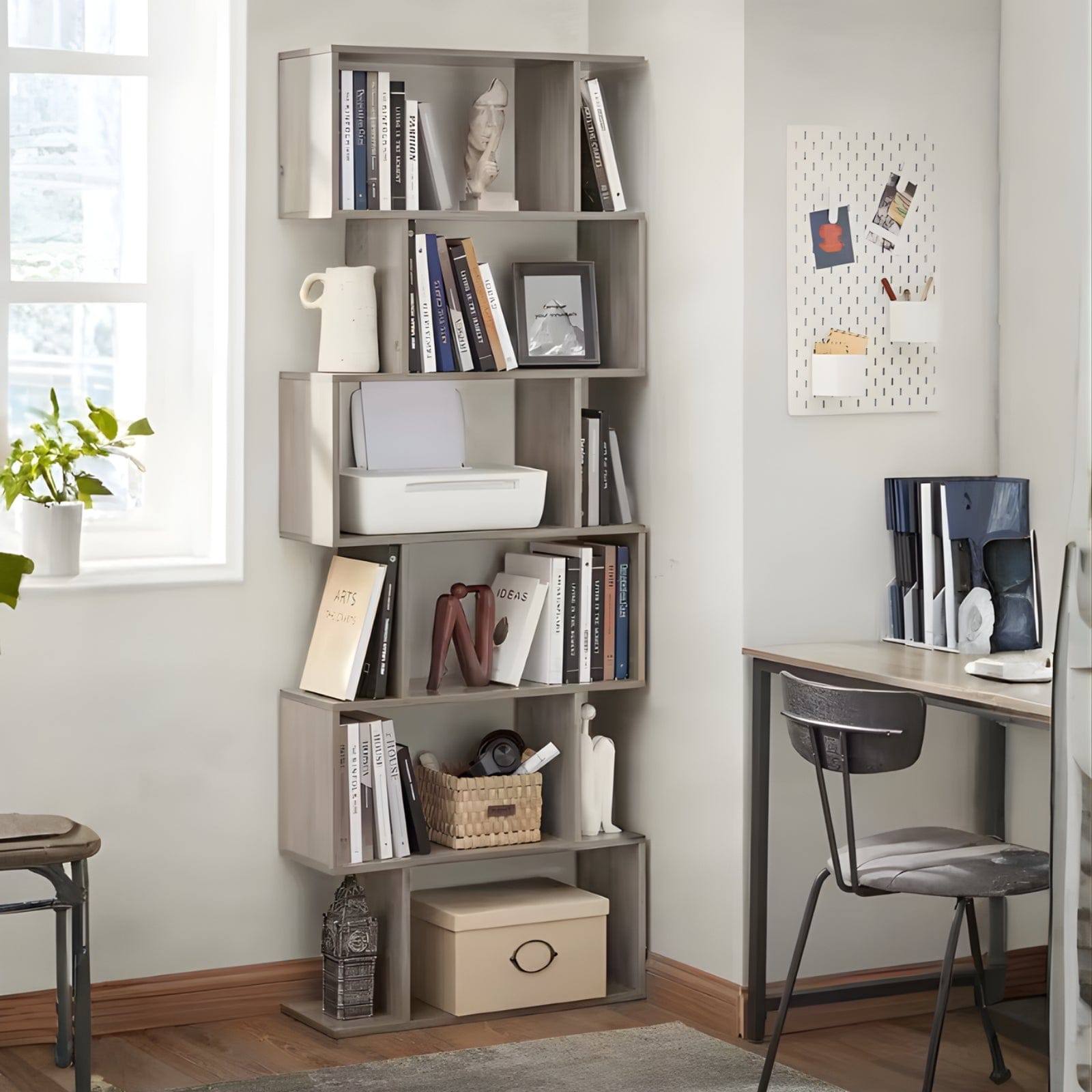 Bibliothèque déco colonne 6 niveaux – meuble de rangement salon & chambre