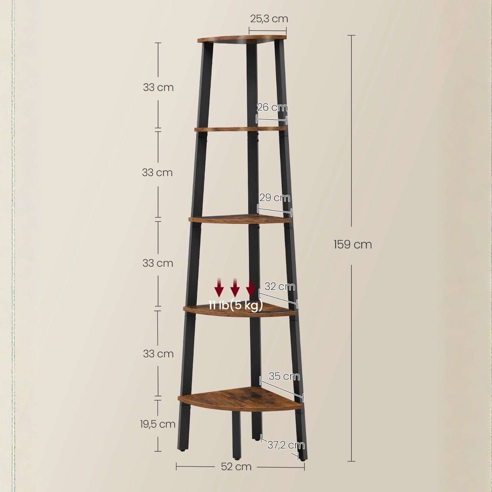 Étagère d'angle en échelle