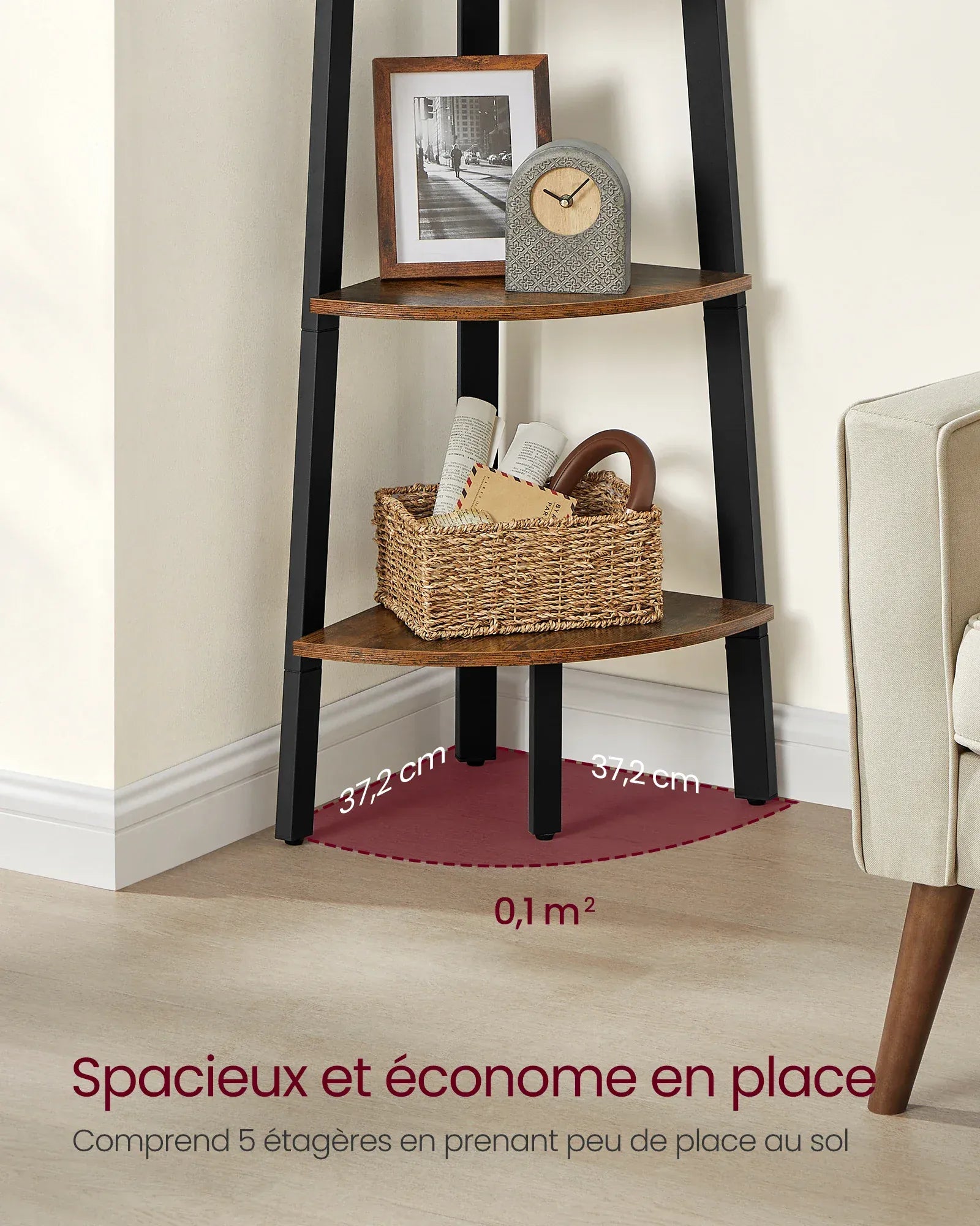 Étagère d'angle en échelle