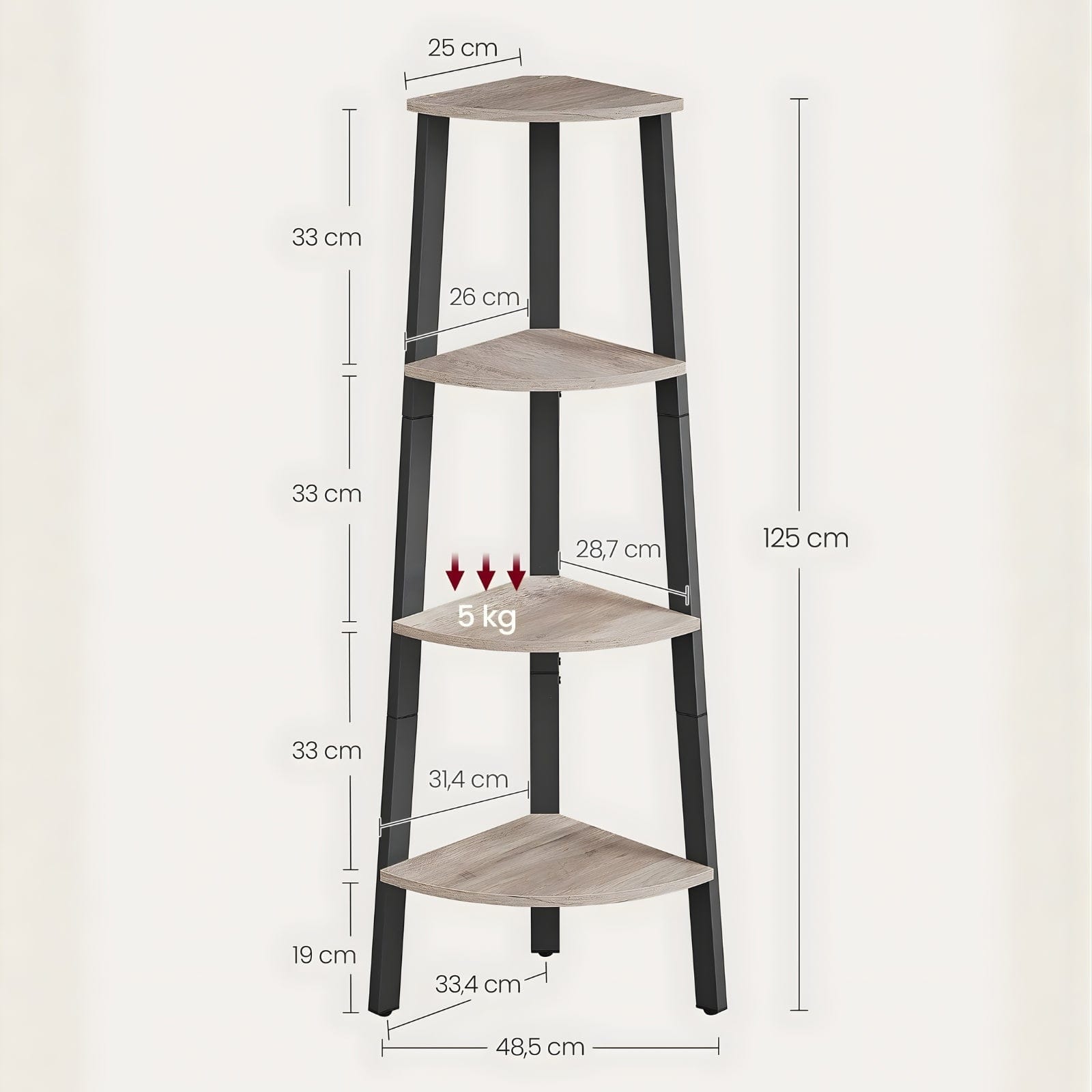 Étagère d'angle petite échelle