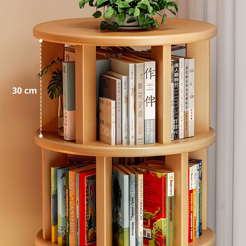 Étagère murale bibliothèque rotative en bois massif