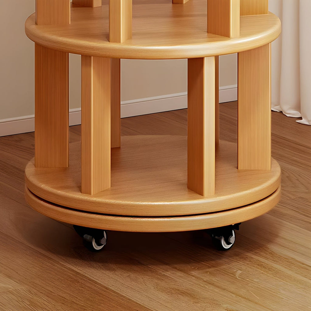 Étagère murale bibliothèque rotative en bois massif