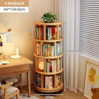Étagère murale bibliothèque rotative en bois massif