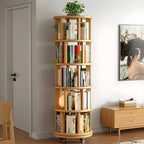 Étagère murale bibliothèque rotative en bois massif