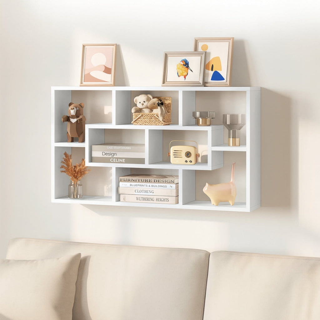 Étagère murale blanche 8 compartiments
