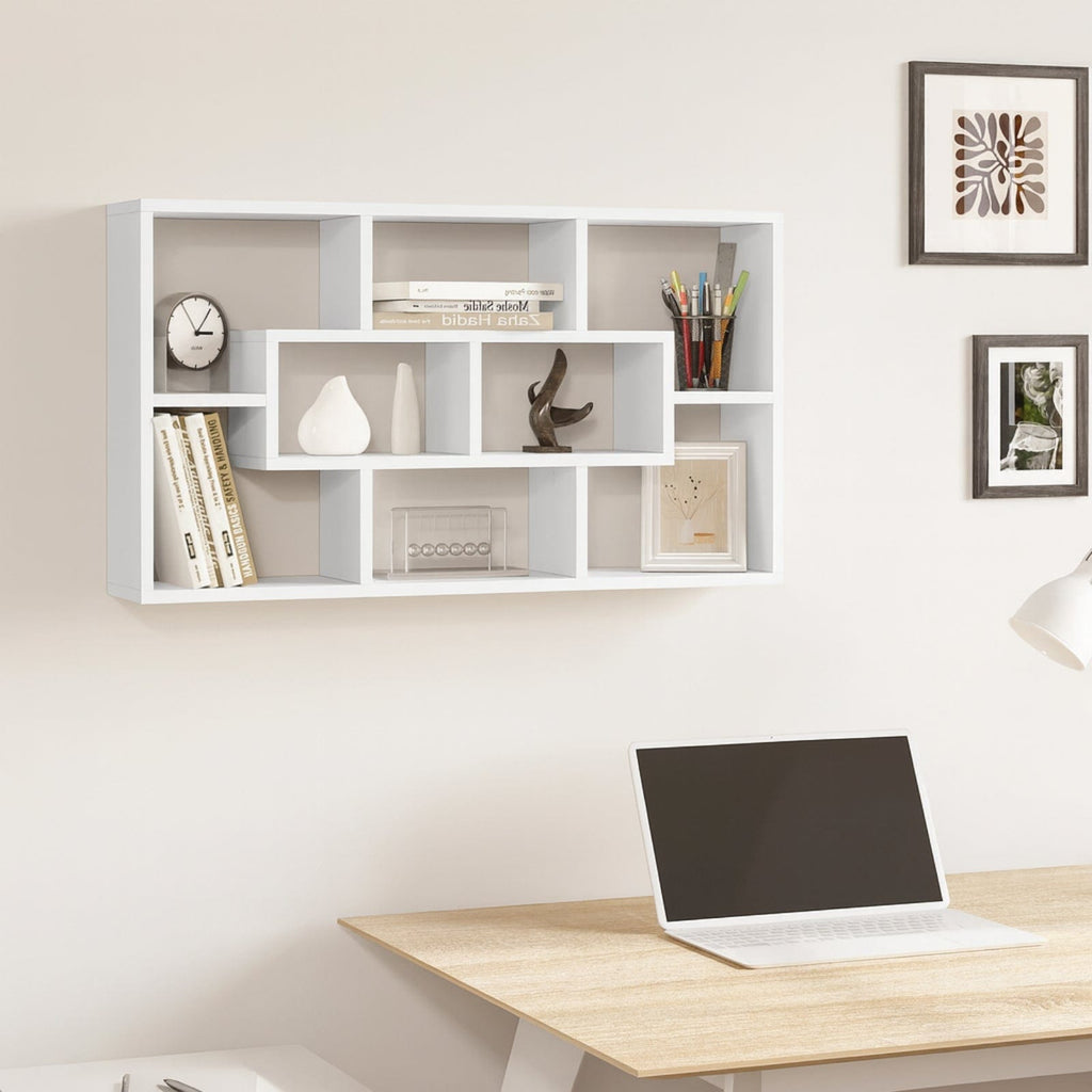 Étagère murale blanche 8 compartiments