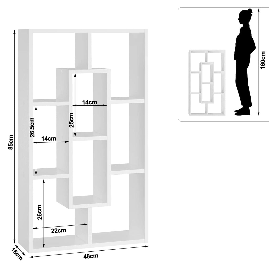 Étagère murale blanche 8 compartiments