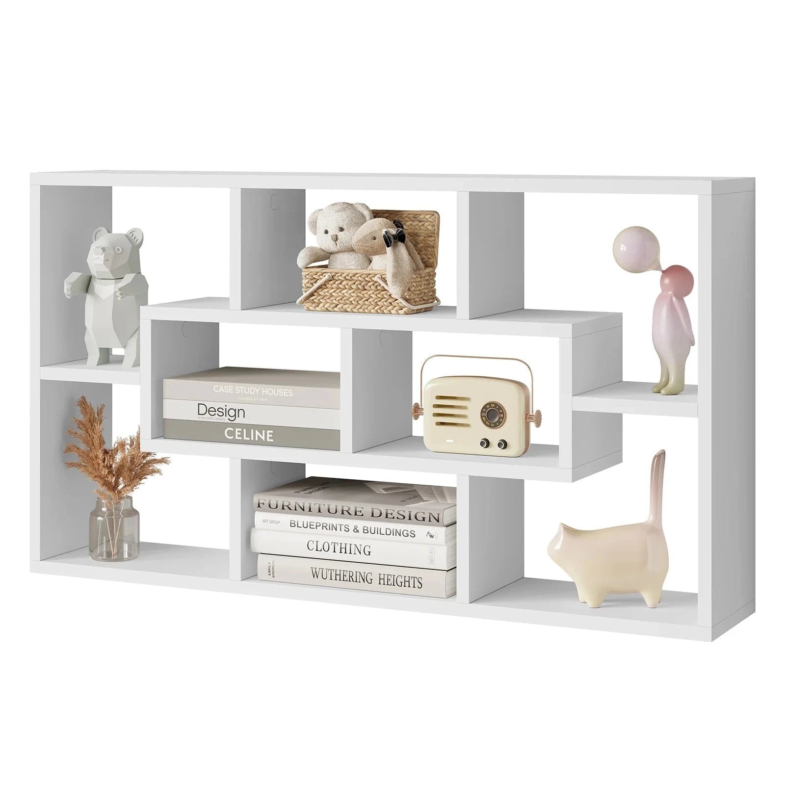Étagère murale blanche 8 compartiments