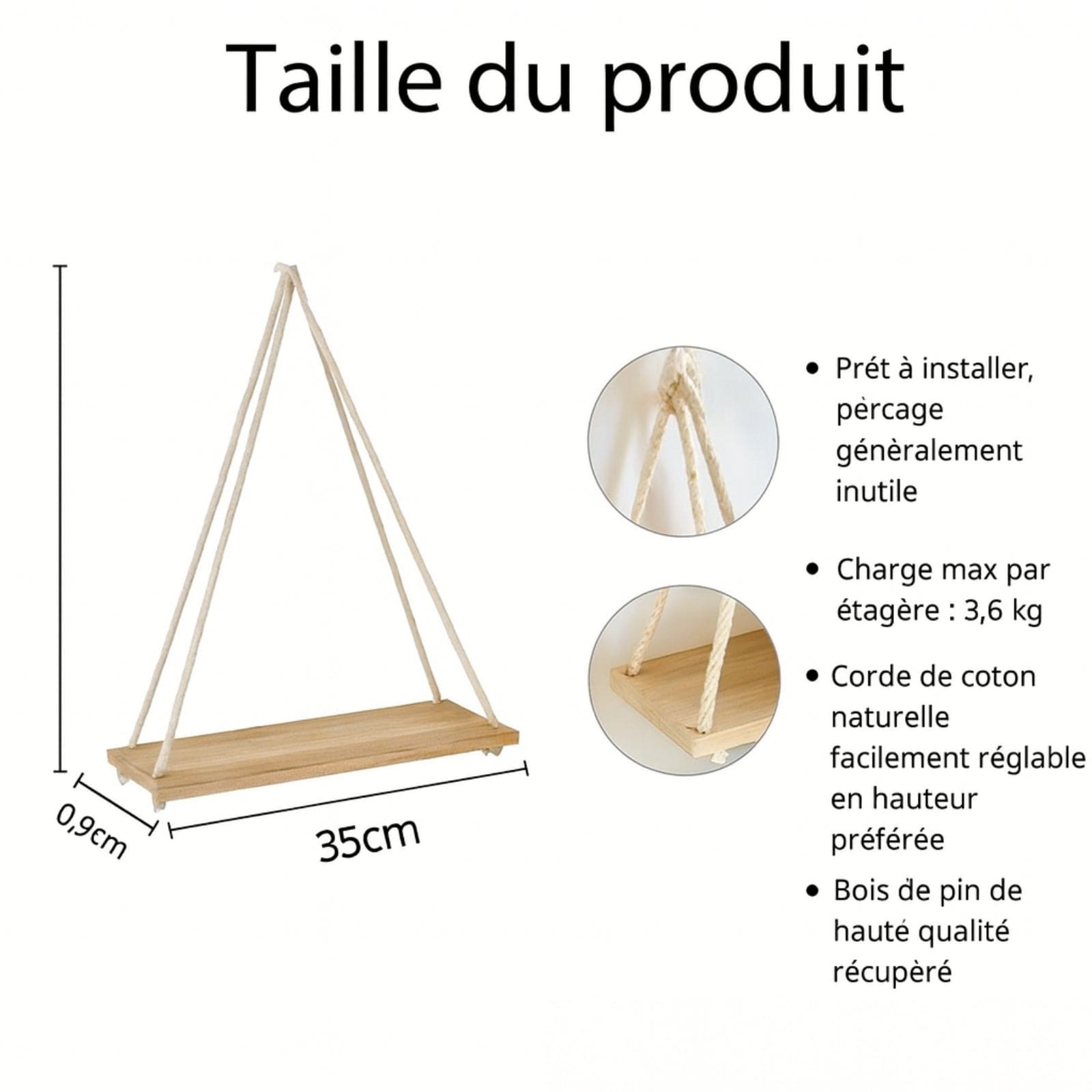 Étagère murale bois brut