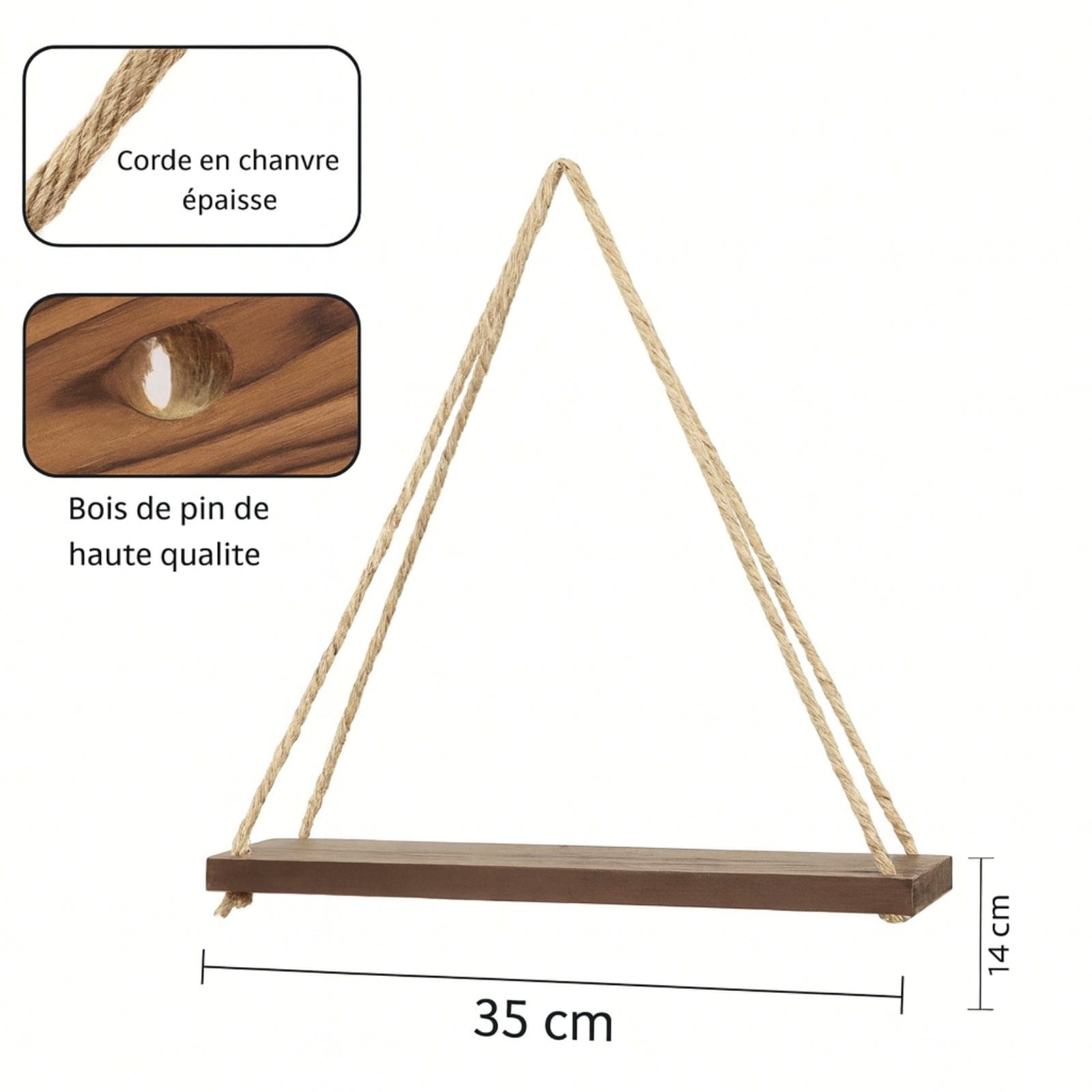 Étagère murale bois brut