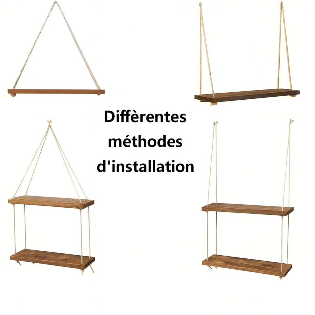 Étagère murale bois brut