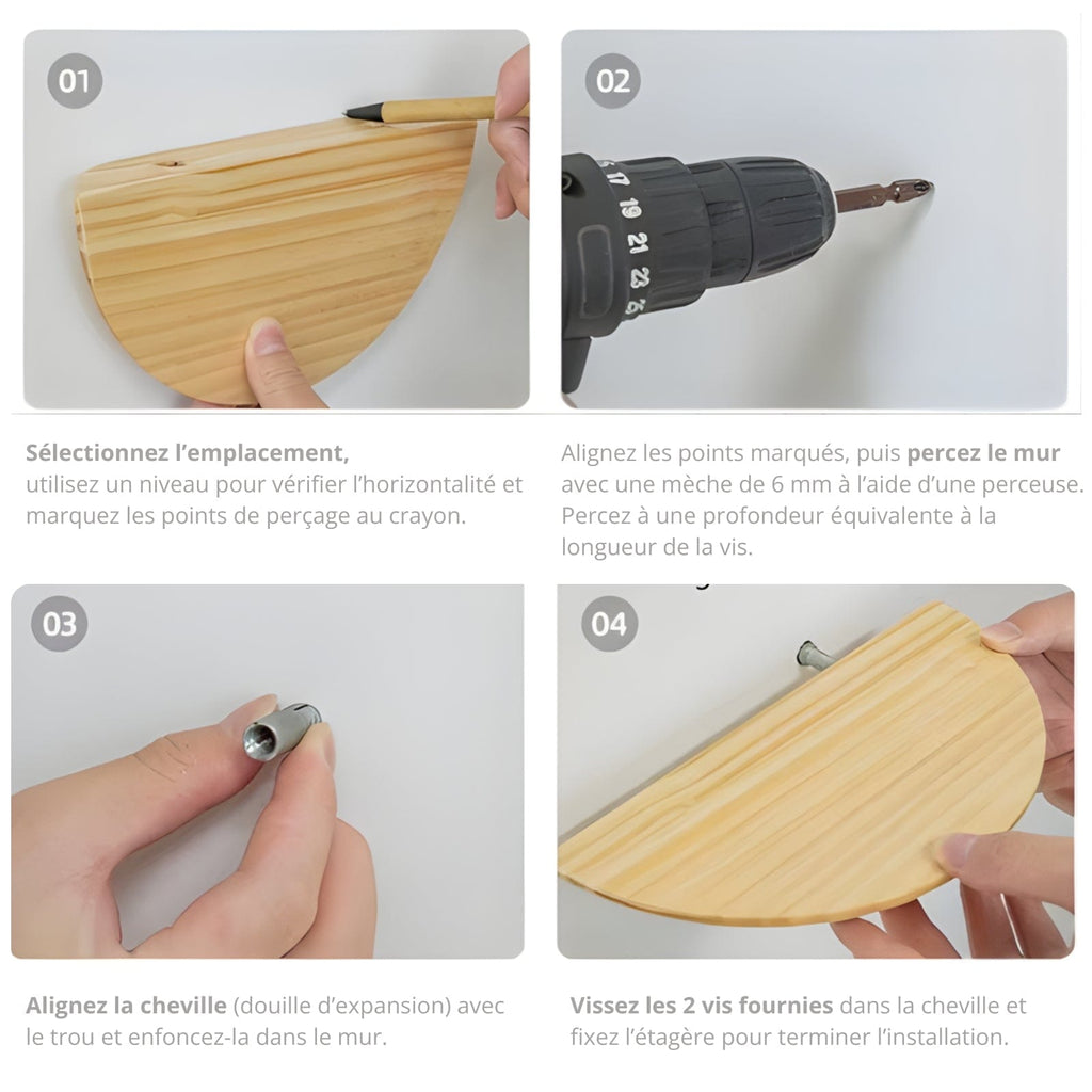 Étagère murale demi-cercle