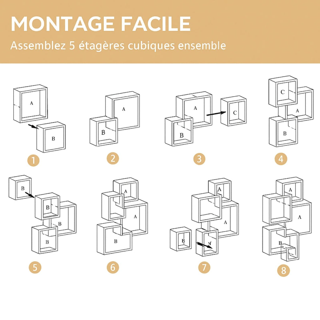 Étagère murale géométrique