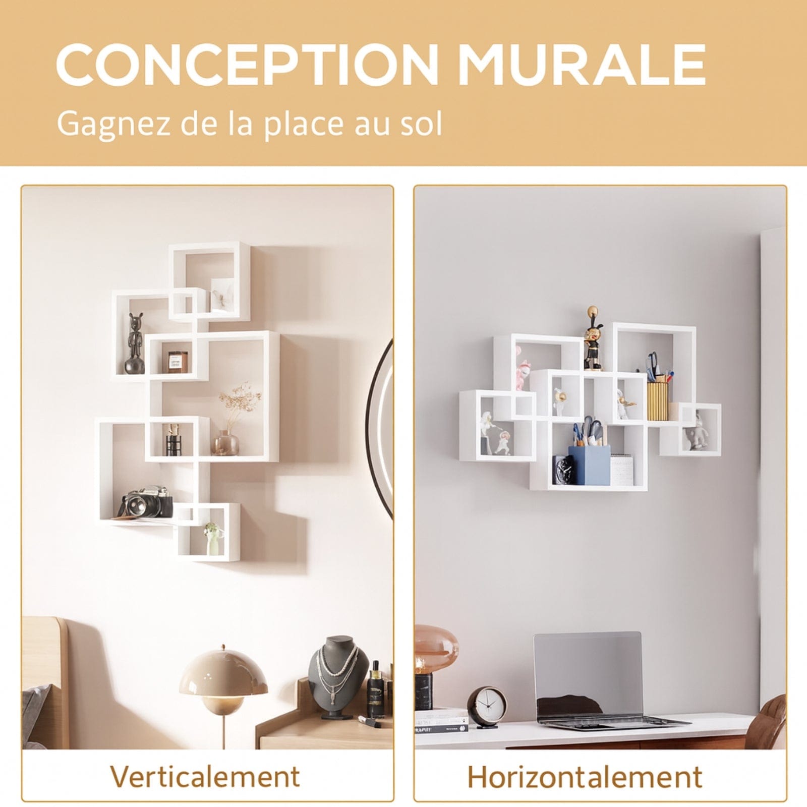 Étagère murale géométrique