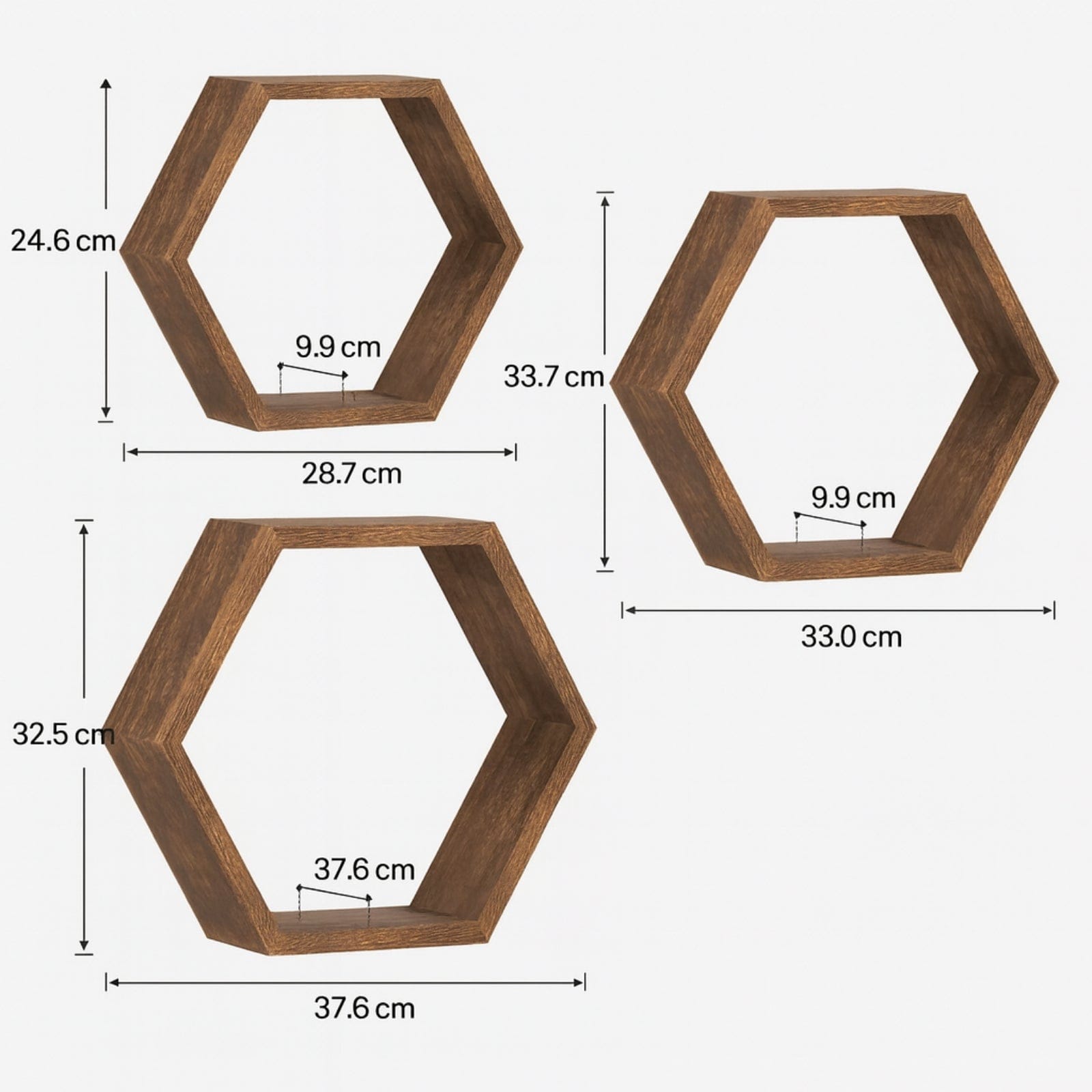 Étagère murale hexagonale en bois