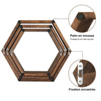Étagère murale hexagonale en bois