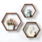 Étagère murale hexagonale en bois