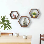 Étagère murale hexagonale en bois