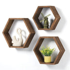 Étagère murale hexagonale en bois