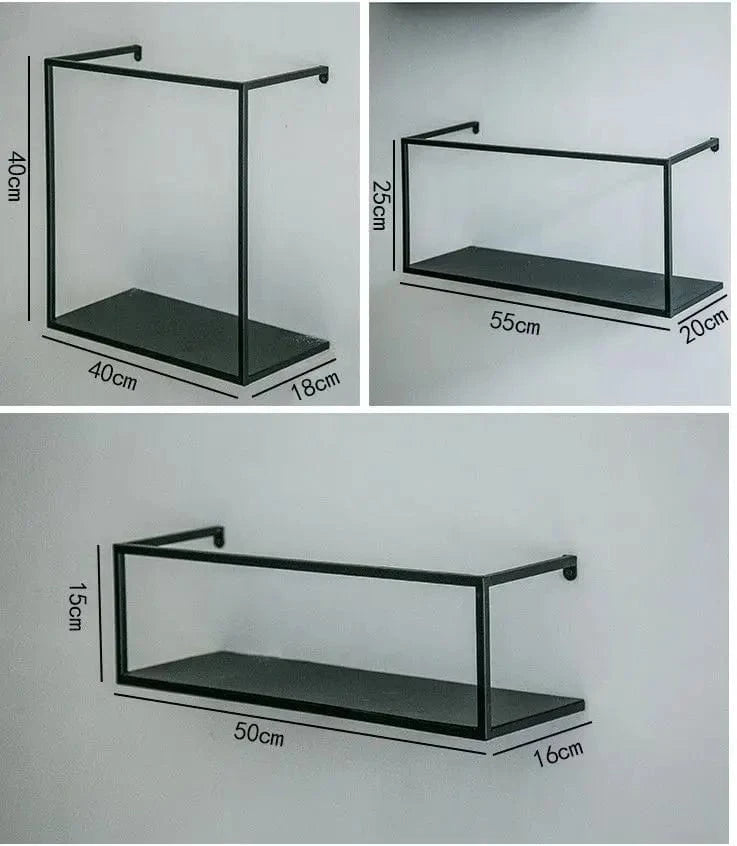 Étagère murale noire en fer forgé