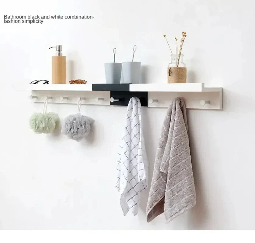 Étagère murale porte-manteaux bois