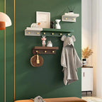 Étagère murale porte-manteaux bois