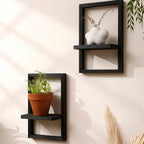 Étagère murale rectangle bois noir