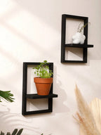 Étagère murale rectangle bois noir