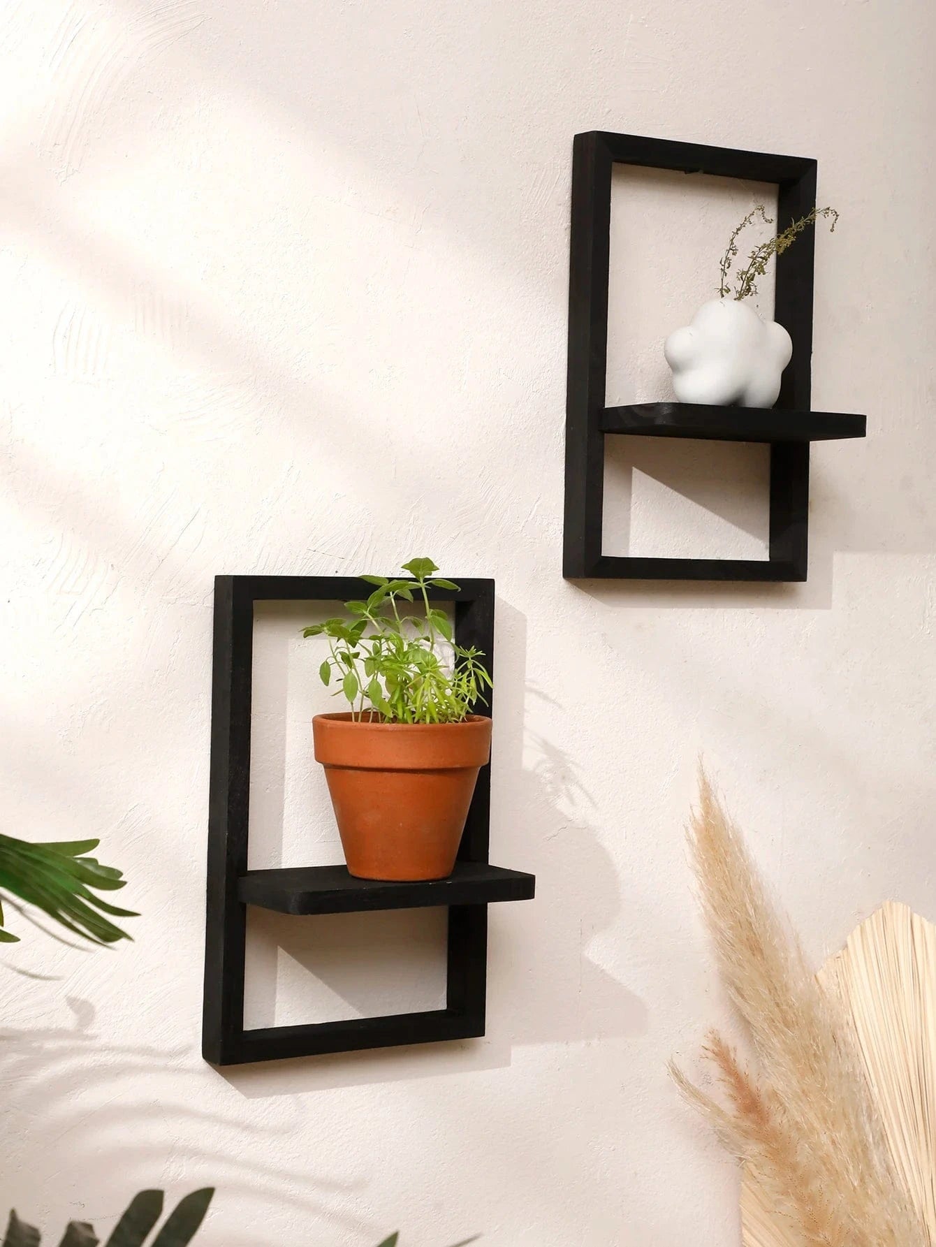 Étagère murale rectangle bois noir