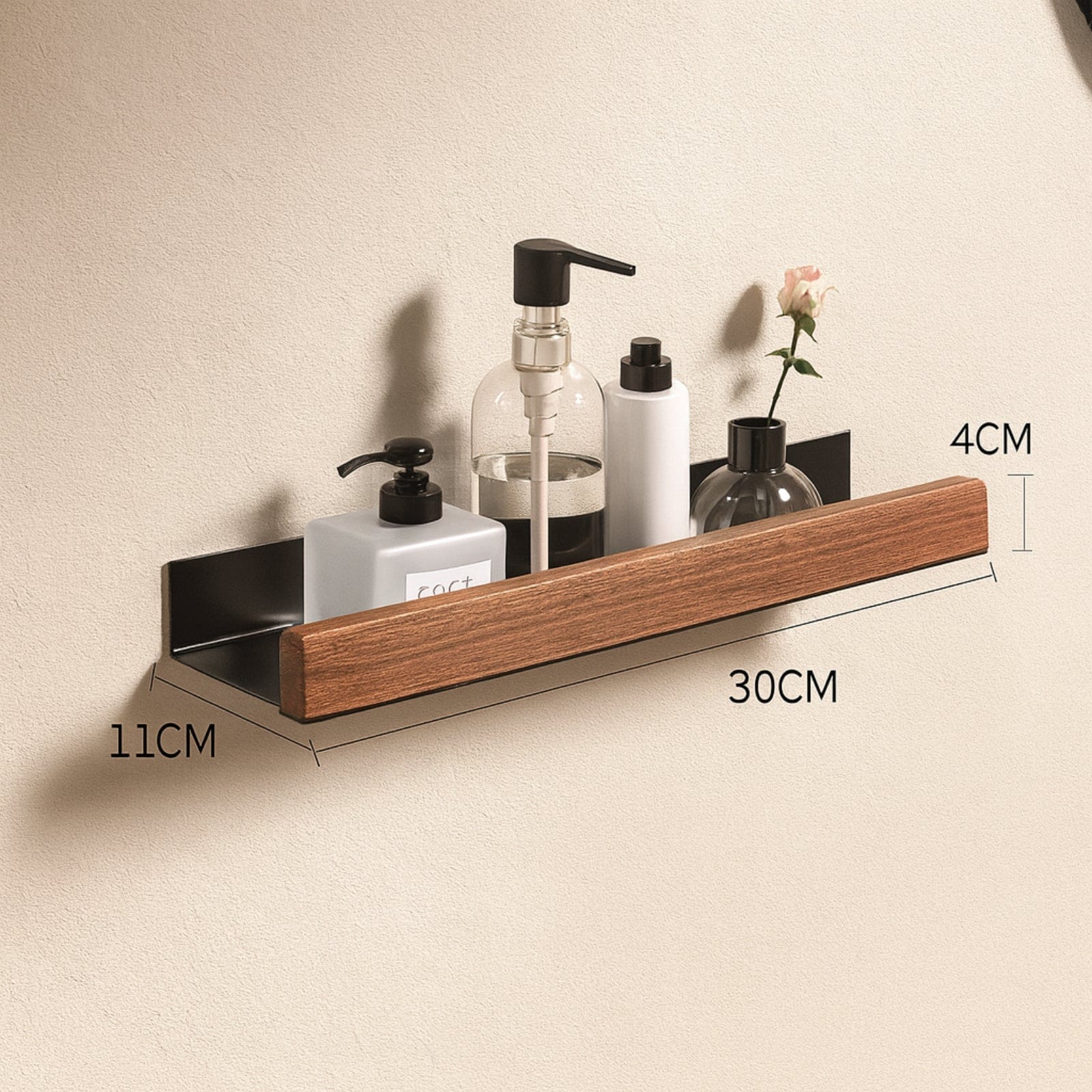 Étagère murale salle de bain bois