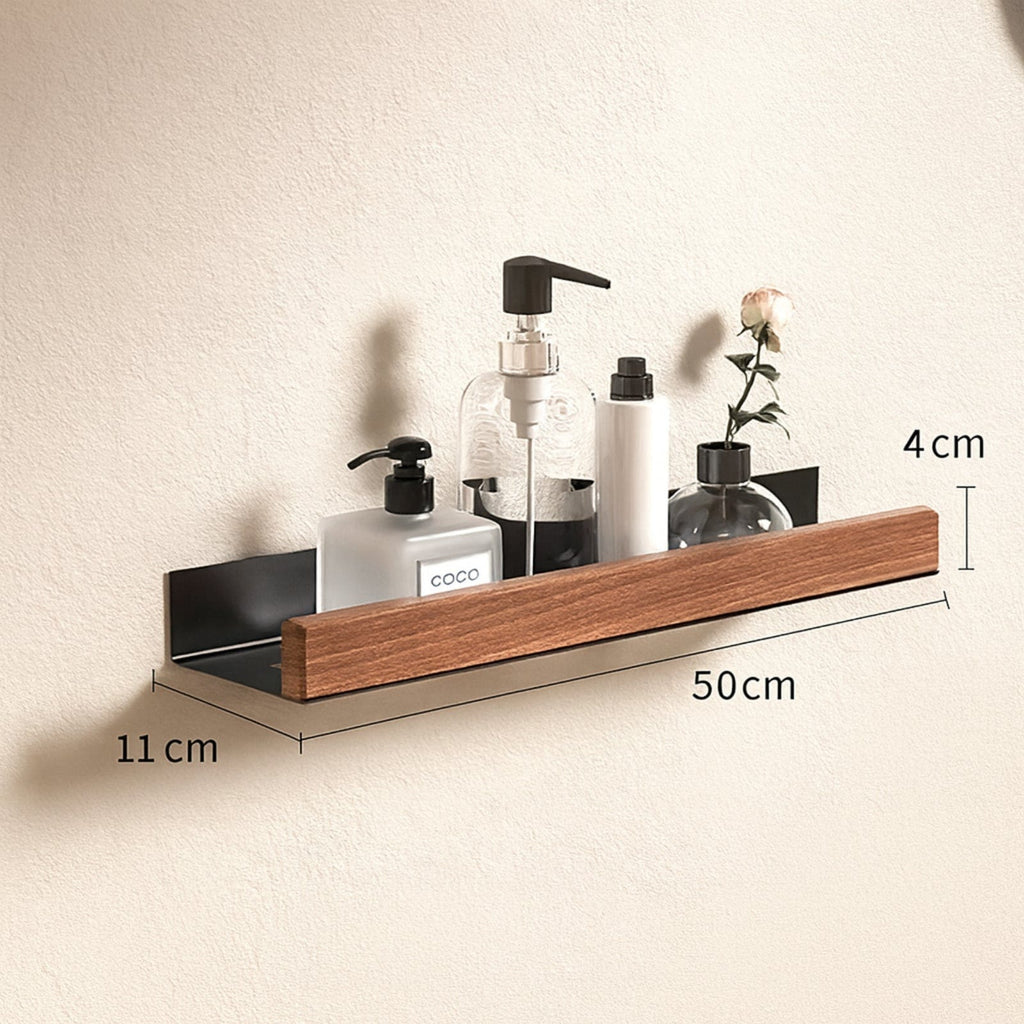 Étagère murale salle de bain bois
