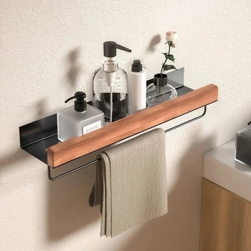 Étagère murale salle de bain bois
