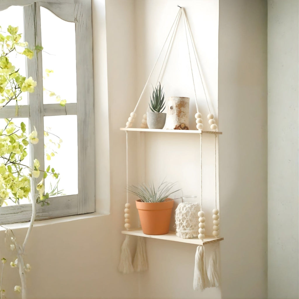 Étagère suspendue en macramé