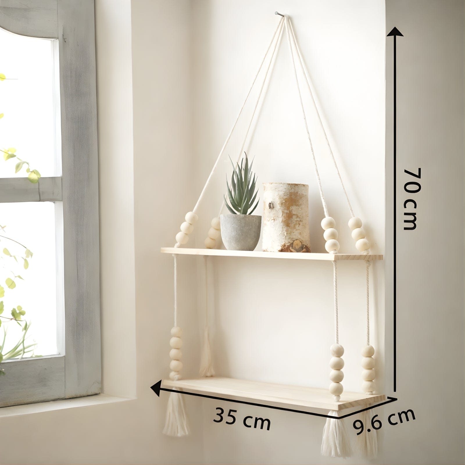 Étagère suspendue en macramé