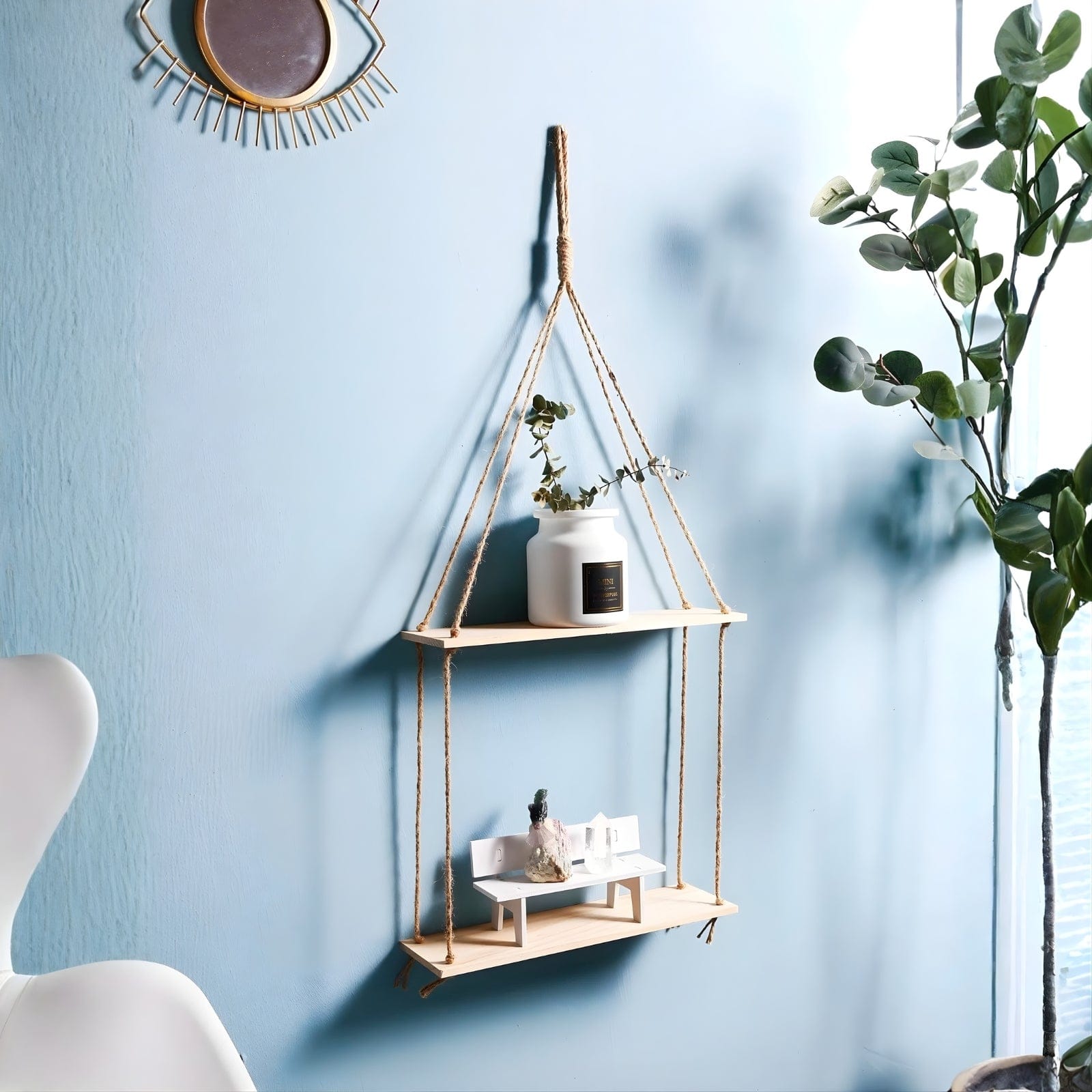 Étagère suspendue en macramé