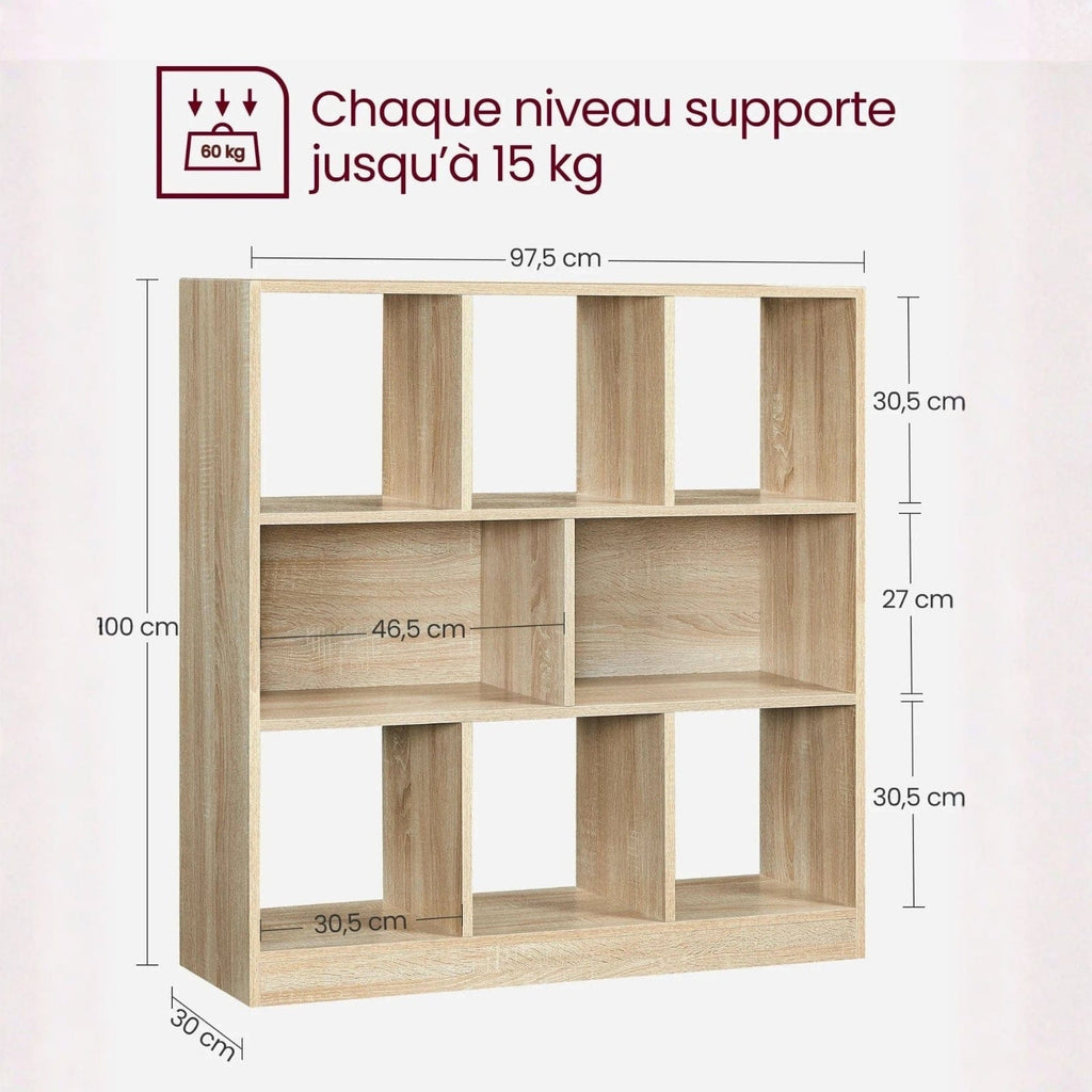 Grande étagère de rangement en bois – meuble bibliothèque de salon