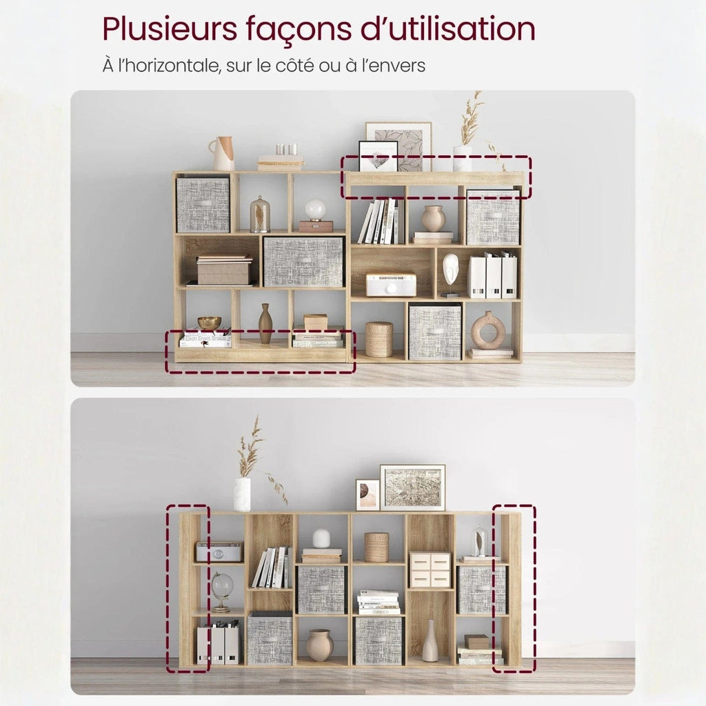 Grande étagère de rangement en bois – meuble bibliothèque de salon