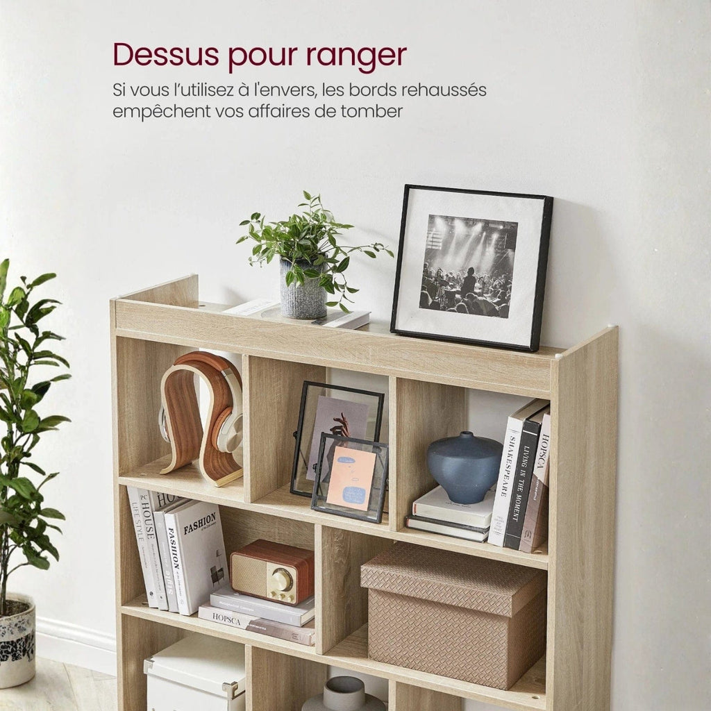 Grande étagère de rangement en bois – meuble bibliothèque de salon