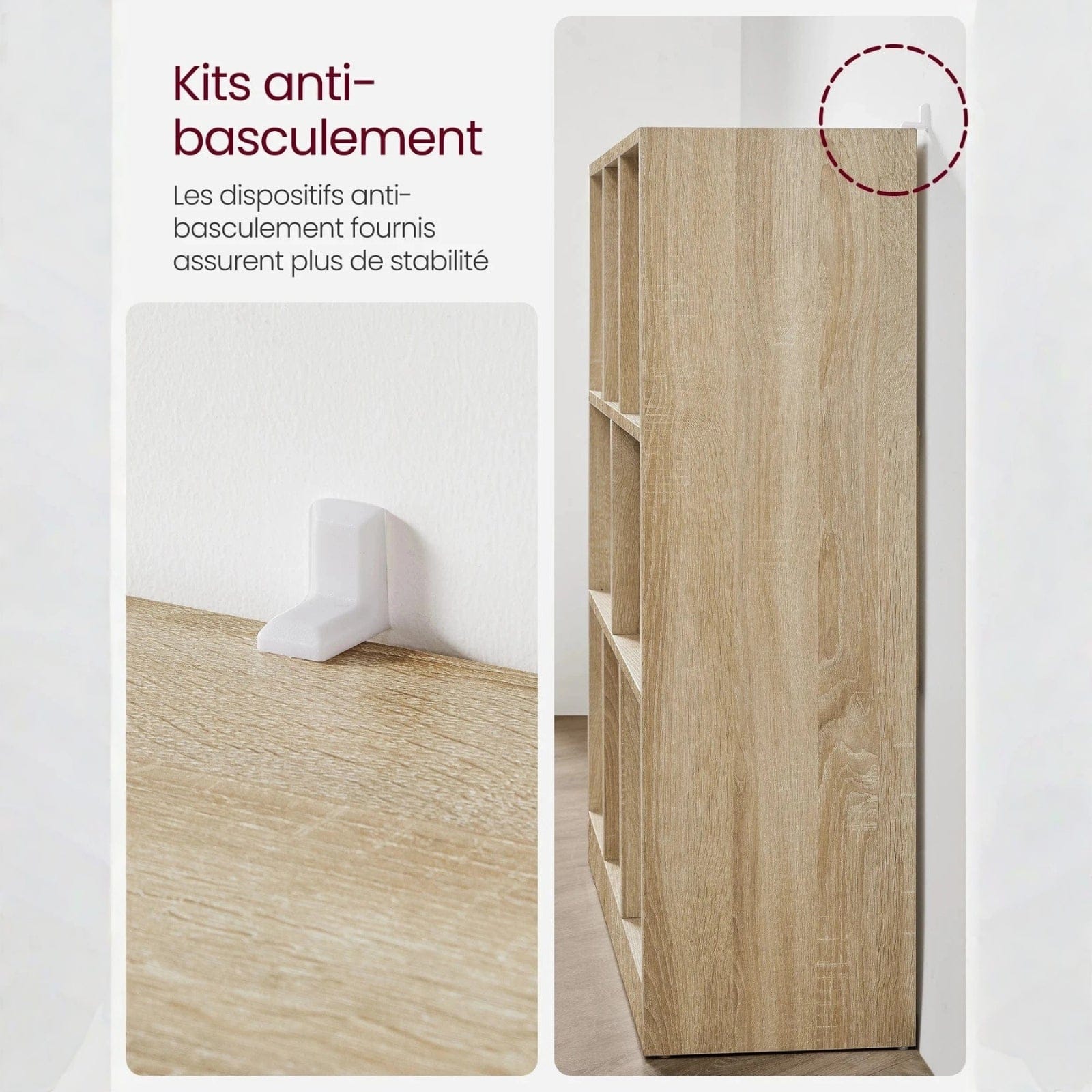 Grande étagère de rangement en bois – meuble bibliothèque de salon