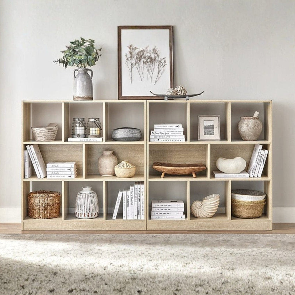 Grande étagère de rangement en bois – meuble bibliothèque de salon