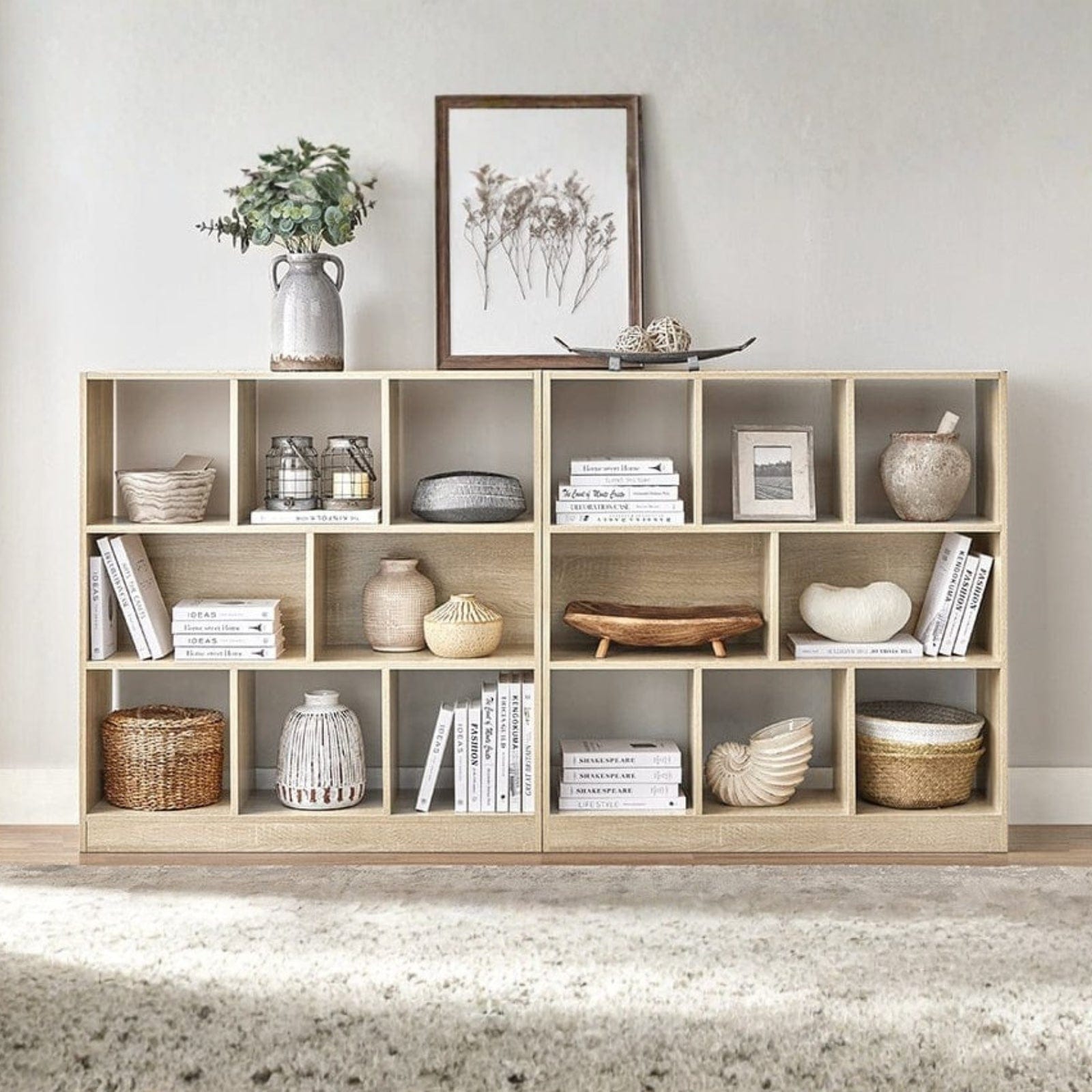 Grande étagère de rangement en bois – meuble bibliothèque de salon